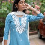 Blue Embroidered Kurti