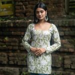 Geet Corset Full Sleeves Green Short Kurti