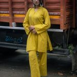 V Neck Yellow Co-ord Set